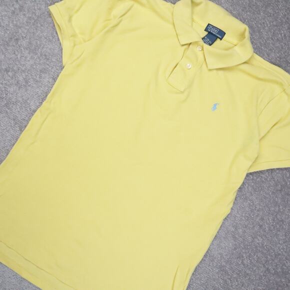 VTG Polo Ralph Lauren Youth XL Yellow Short Sleeve 1/4 Button Collared Shirt - Picture 8 of 10